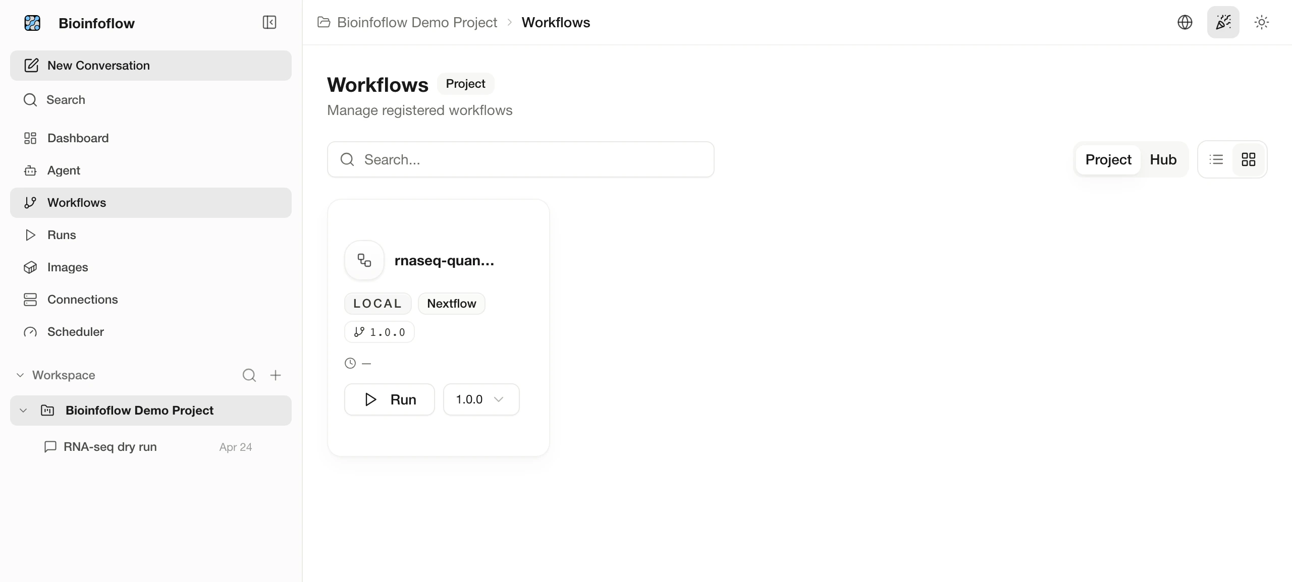 Bioinfoflow workflow registry with validated and local pipelines